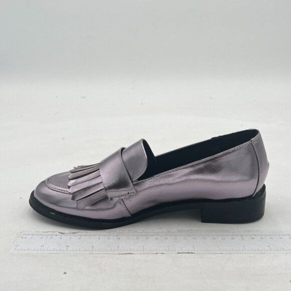 YDN Light Purple Loafers Fringed Tassels Decor Closed Round Toe Block Heel Shoe